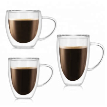 double wall tumbler glass mug cup with handle